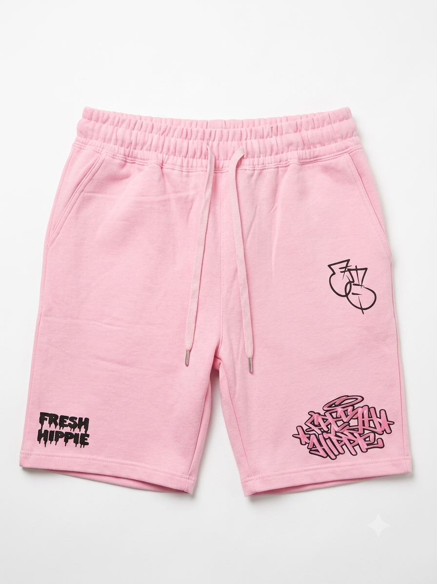 Pink Graffiti Fleece Shorts