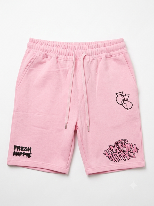 Pink Graffiti Fleece Shorts
